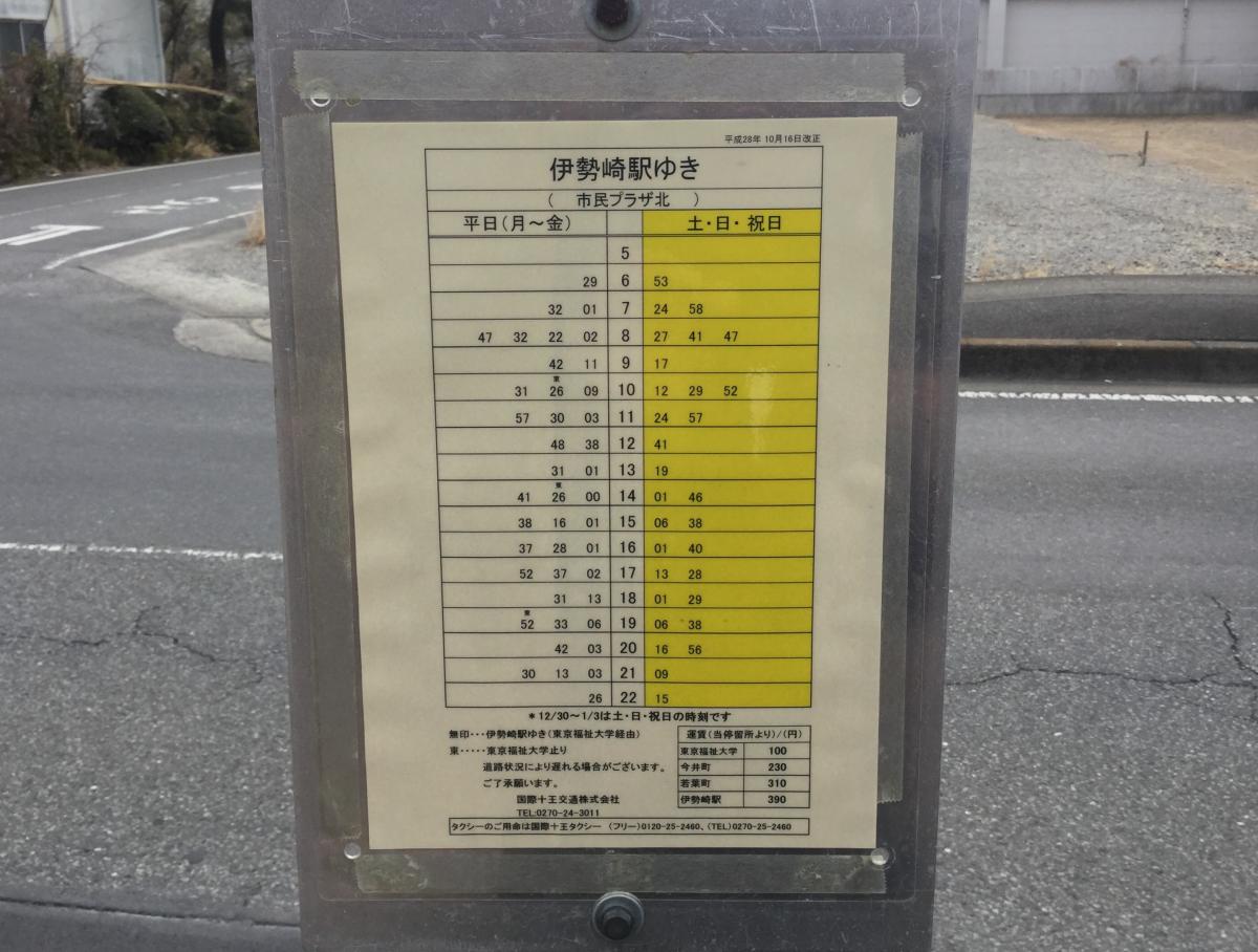 ユキサキナビ 国際十王交通 市民プラザ北 バス停留所 伊勢崎市富塚町