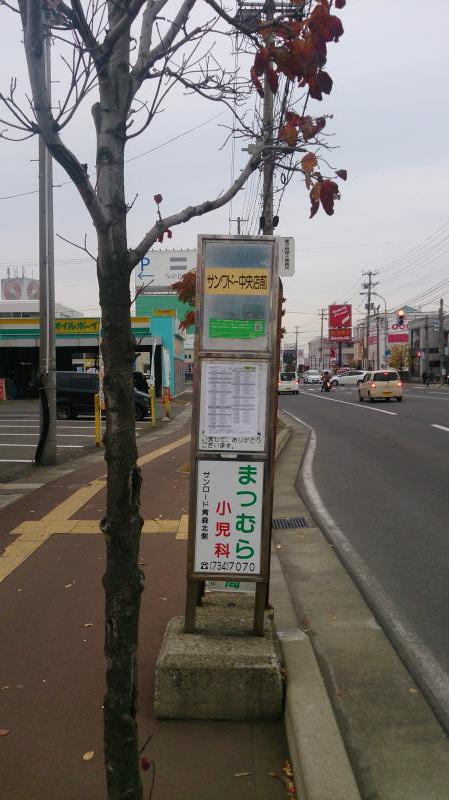 ユキサキナビ 青森市営バス サンワドー中央店前 バス停留所 青森市青葉