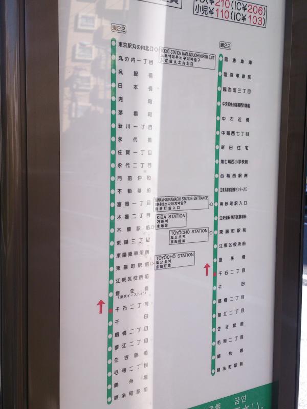 ユキサキナビ 都営バス 千石二丁目 江東区 バス停留所