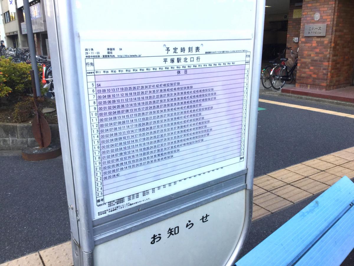 ユキサキnavi 神奈川中央交通 四ツ角 平塚市 バス停留所